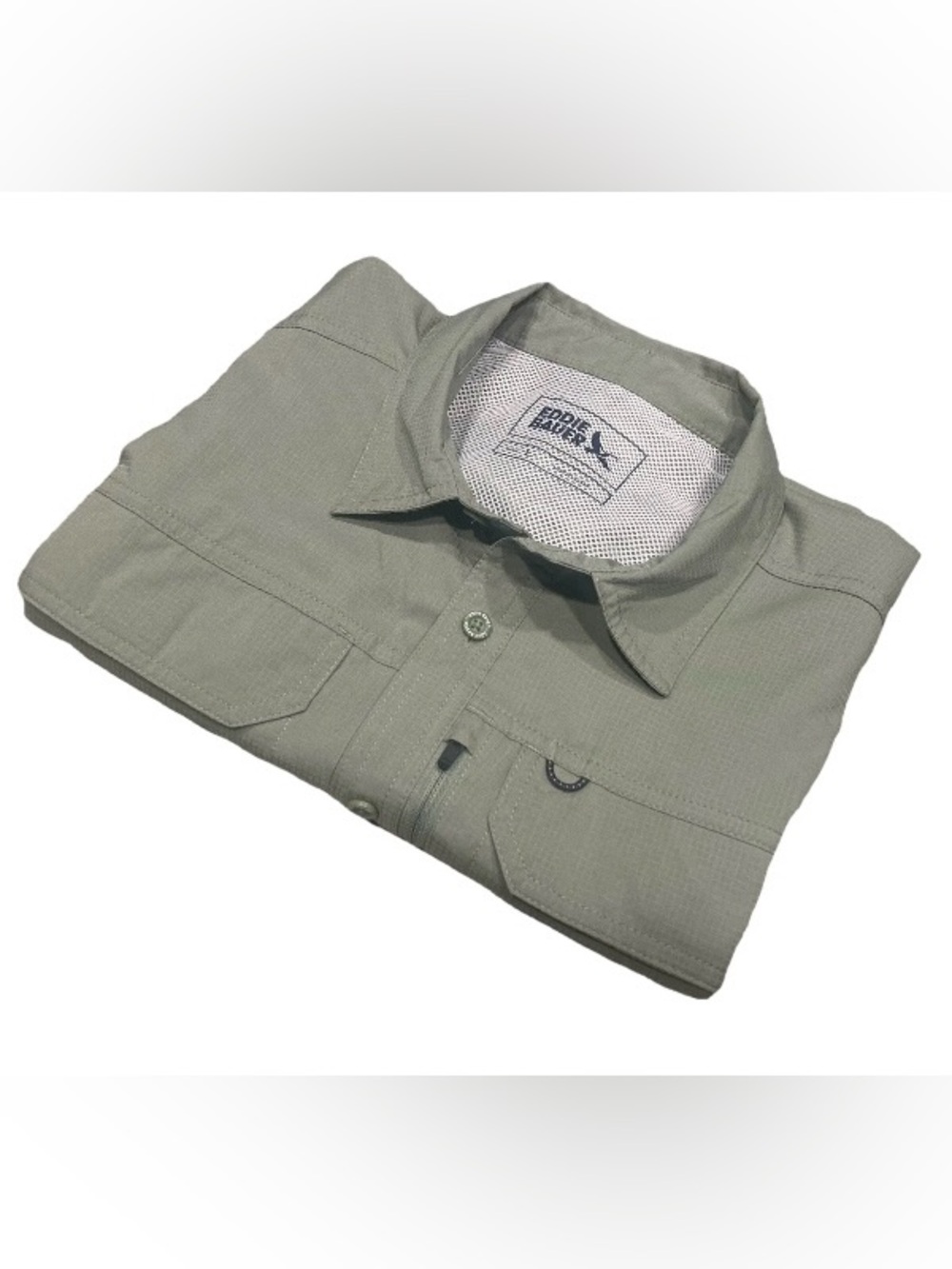 Eddie Bauer Men's Large Green Short Sleeve Vented Fishing Shirt NWT, $80 MSRP